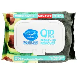 دستمال مرطوب پاک کننده آرایش چشم و صورت حاوی کیوتن میوه ای دافی 50 عددی کد 6038