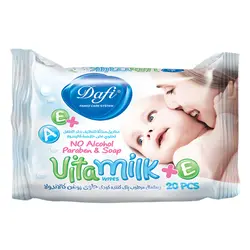 دستمال مرطوب ویتامینه دست و صورت و بدن کودکان دافی 20 عددی کد 4911