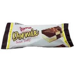 کیک اسفنجی لایه ای دو رنگ با کرم وانیلی و کاکائویی در میکس درنا 50 گرم