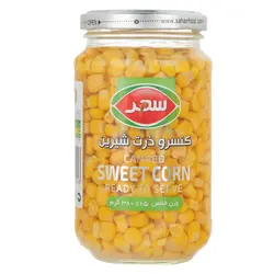 کنسرو ذرت شیرین شیشه سحر 380 گرم