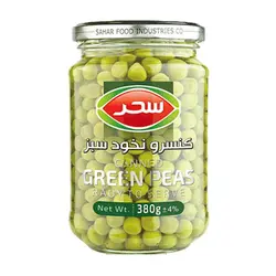 کنسرو نخود سبز شیشه ای سحر 380 گرم