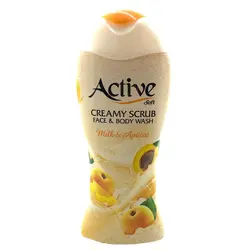 شامپو صورت و بدن کرمی اسکراب شیر و زردآلو اکتیو 400 گرم