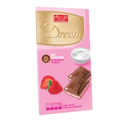 شکلات تخته ای مغزدار ماست و توت فرنگی دریم شیرین عسل 100 گرم