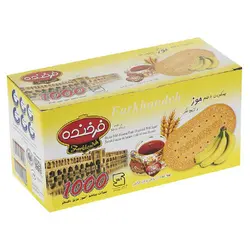 بیسکویت با طعم موز و تزیین شکر فرخنده 900 گرم