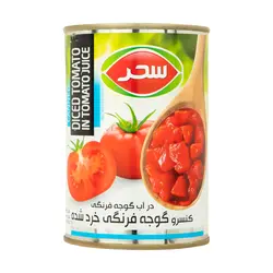 کنسرو گوجه فرنگی پوست کنده در آب گوجه سحر 400 گرم