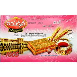 بیسکویت حاوی آرد جو با تزیین کنجد و شوید فرخنده 850 گرم