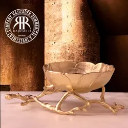 RAFI رافی دکوراتیو الیاژ طرح هندی  کاسه میوه تنه درختی طلایی  GOLD-400407