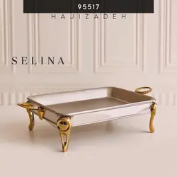 SELINA سلینا  سوفله استیل طلایی طرح نگین  برنج خوری  95517