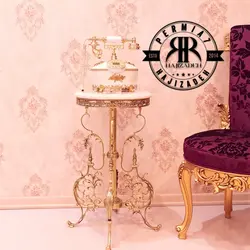 اپادانا میز تلفن و اباژور برنجی فرانسوی گرد  سایز 40  A328