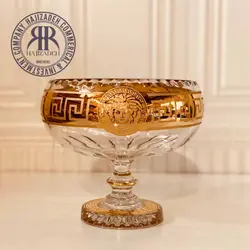 بوهیما کریستال ورساچه طلایی  اجیل خوری کاسه پرتقالی سایز 255  7661