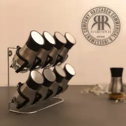 پارس بلور جا ادویه 8 پارچه رومیزی  پینگو استیل مشکی  3011