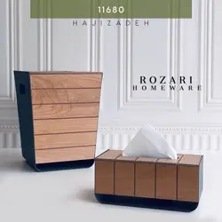 روزاری سطل و دستمال چوب و فلز  خاکستری 11680