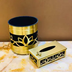 سالینو پروانه برنجی سطل و دستمال طرح غنچه  561B