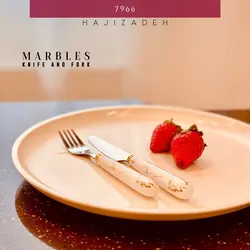MARKET مارکت کارد و چنگال  نقره ای ماربل  7966
