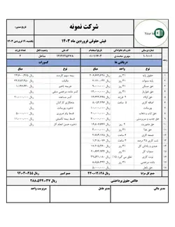 دانلود رایگان اکسل فیش حقوقی | Persianfi
