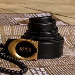 کمربند مردانه مشکی BOSS کد 70007
