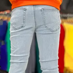 شلوار لی پنبه پر آبی روشن کد 2003