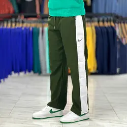 شلوار اسلش بگ سبز نوار سفید کد 50019