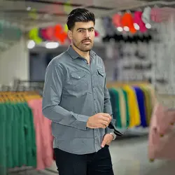 پیراهن کتان طوسی سیر کد 4004