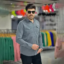 پیراهن کتان طوسی سیر کد 4004