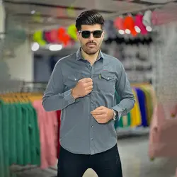 پیراهن کتان طوسی سیر کد 4004