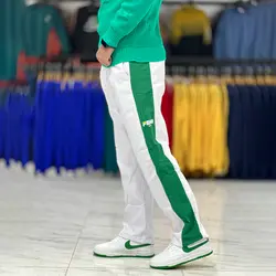 شلوار اسلش بگ سفید نوار سبز کد 50024