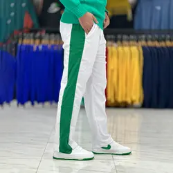 شلوار اسلش بگ سفید نوار سبز کد 50024