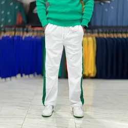 شلوار اسلش بگ سفید نوار سبز کد 50024