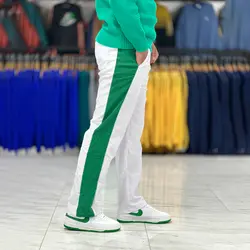 شلوار اسلش بگ سفید نوار سبز کد 50024