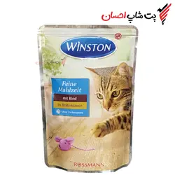 پوچ گربه وینستون با طعم گوشت گاو در سس 100 گرمی