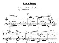 نت پیانو آهنگ داستان عشق Love Story
