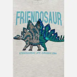 تی شرت آستین کوتاه پسرانه سی اند ای مدل دایناسور پولکی