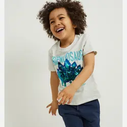 تی شرت آستین کوتاه پسرانه سی اند ای مدل دایناسور پولکی