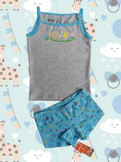 ست لباس زیر رکابی بندی و شورت پادار بچگانه ( دخترانه ، پسرانه ) برند ایموجی emoji - پیرجمه