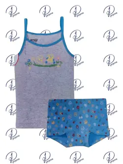 ست لباس زیر رکابی بندی و شورت پادار بچگانه ( دخترانه ، پسرانه ) برند ایموجی emoji - پیرجمه