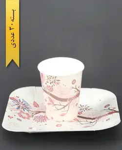 پیش دستی و لیوان کاغذی 200cc -(مجلسی4)- بلوط سبز (بسته 30 عددی)