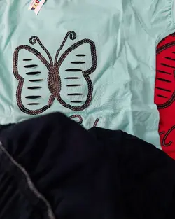 تیشرت و شلوارک دخترانه پروانه پولکی