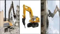 سه روش تخریب ساختمان به وسیله بیل مکانیکی ( باکت ، پیکور و فک هیدرولیکی )-100 اسلاید