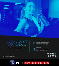 دانلود طرح آماده لایه باز بنر پست اینستاگرام در 1 طرح مختلف با تصاویر با کیفیت با تم رنگی آبی و موضوع بدنسازی