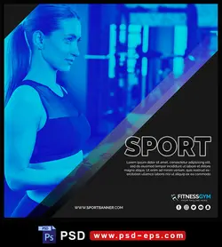 دانلود طرح آماده لایه باز بنر پست اینستاگرام در 1 طرح مختلف با تصاویر با کیفیت با تم رنگی آبی و موضوع باشگاه بدنسازی