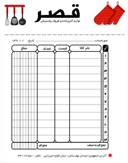 فاکتور فروش لوازم آشپزخانه