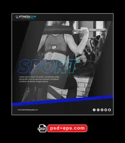 لایه باز بنر پست اینستاگرام در 1 طرح مختلف با تصاویر با کیفیت با موضوع فیتنس و باشگاه بدنسازی