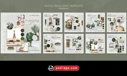 لایه باز بنر پست اینستاگرام در 9 طرح مختلف با تصاویر با کیفیت با موضوع کرم های مرطوب کننده و ماسک های از بین برنده لک و جوش