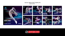 لایه باز بنر پست اینستاگرام در 9 طرح مختلف با تصاویر با کیفیت با موضوع باشگاه بدنسازی و ورزش های کششی