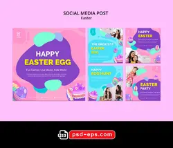 لایه باز بنر پست اینستاگرام در 5 طرح مختلف با تصاویر با کیفیت با موضوع عید پاک