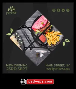 لایه باز بنر پست اینستاگرام در 1 طرح مختلف با تصاویر با کیفیت با موضوع غذای مکزیکی در کنار سیب زمینی سرخ شده