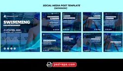 طرح لایه باز بنر پست اینستاگرام در 9 طرح مختلف با تصاویر با کیفیت با موضوع استخر