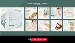 طرح لایه باز بنر پست اینستاگرام در 9 طرح مختلف با تصاویر با کیفیت با موضوع ظروف حبوبات و عسل