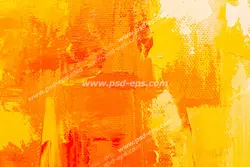 عکس با کیفیت تبلیغاتی رنگ گذاری با کاردک بر روی بوم و ایجاد بافت زیبا با رنگ نارنجی و لیمویی و قرمز و سفید