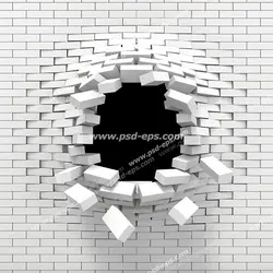 عکس با کیفیت تبلیغاتی دیوار با آجرهای سفید که تخریب شده است